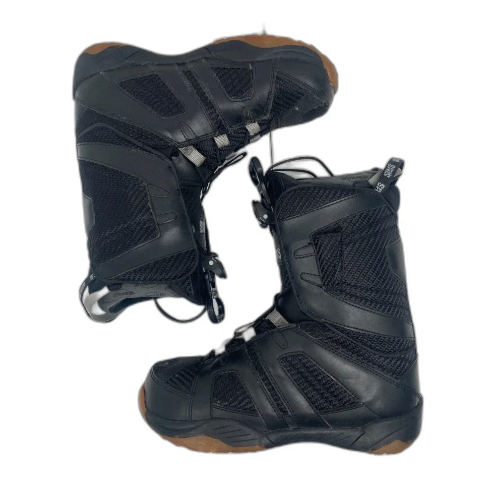 Sims Snowboarding Boots Men's Size 8 in Black with EZ Release Tightening Cord